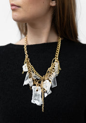 Layered Brass Chain with Selenite Drops