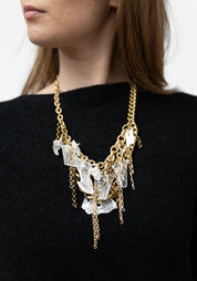 Layered Brass Chain with Selenite Drops