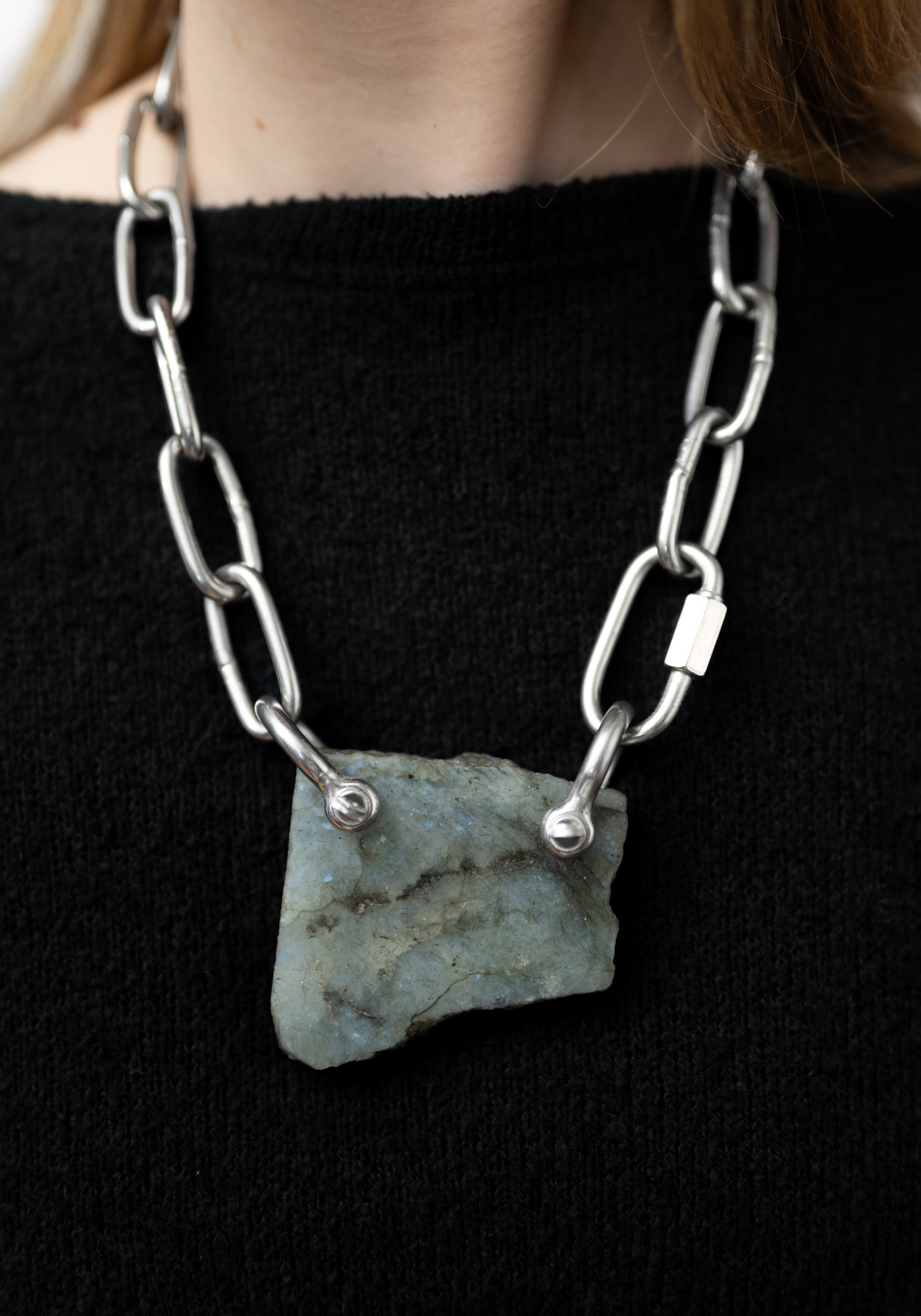 Labradorite Slab Stainless Chain Necklace