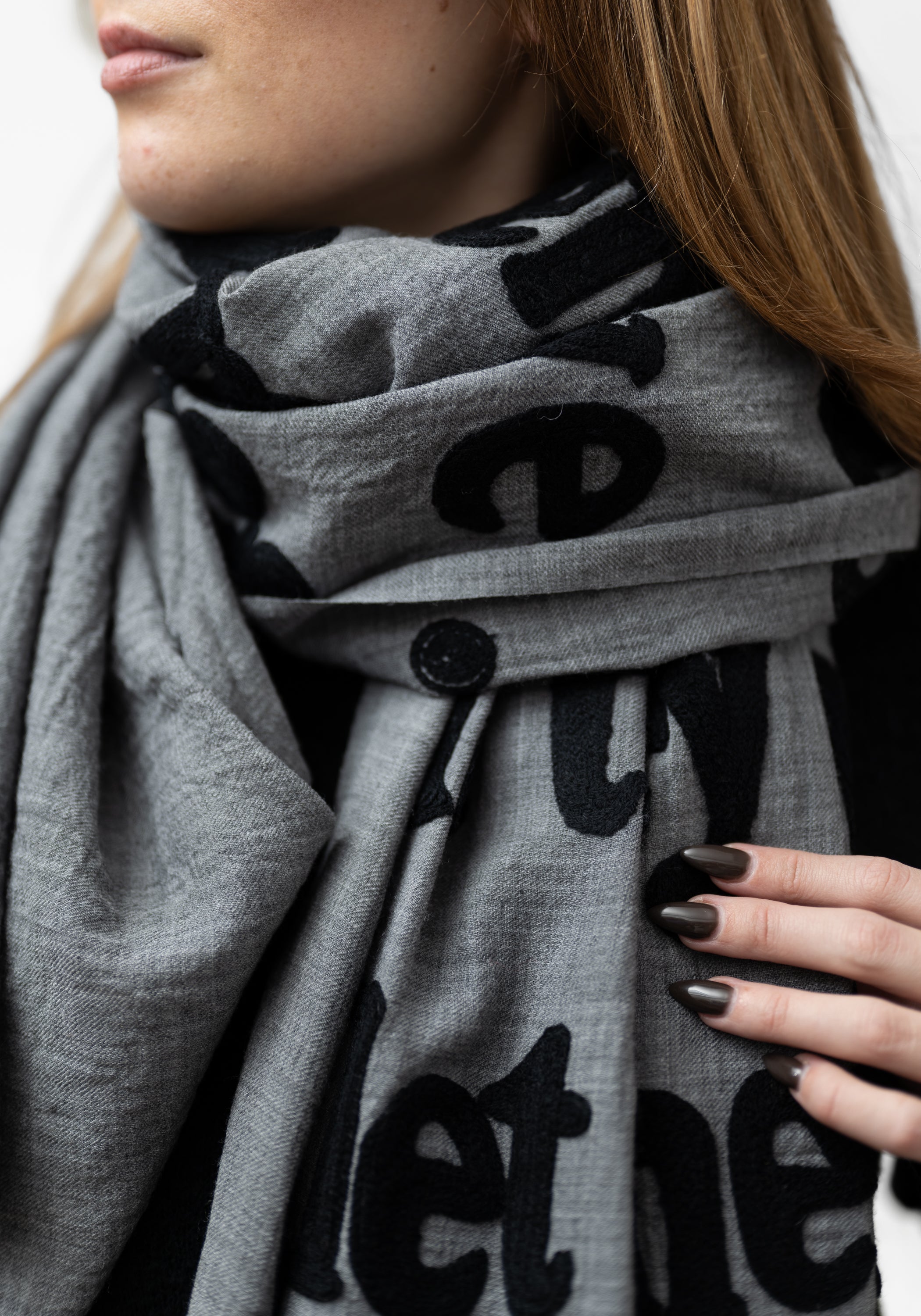 "Undeniably Themselves" Embroidered Wool Poetry Scarf - December Thieves