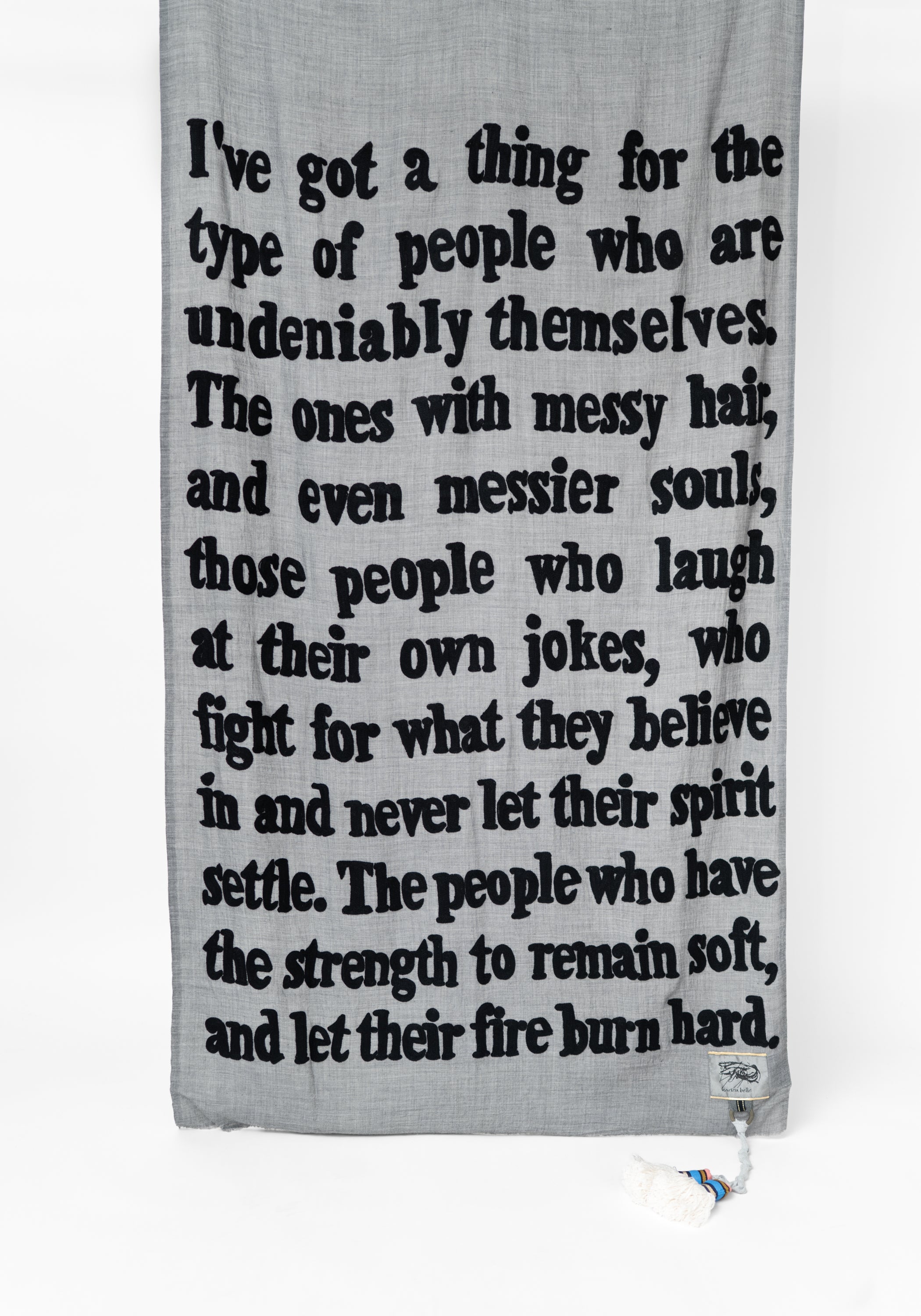 "Undeniably Themselves" Embroidered Wool Poetry Scarf - December Thieves