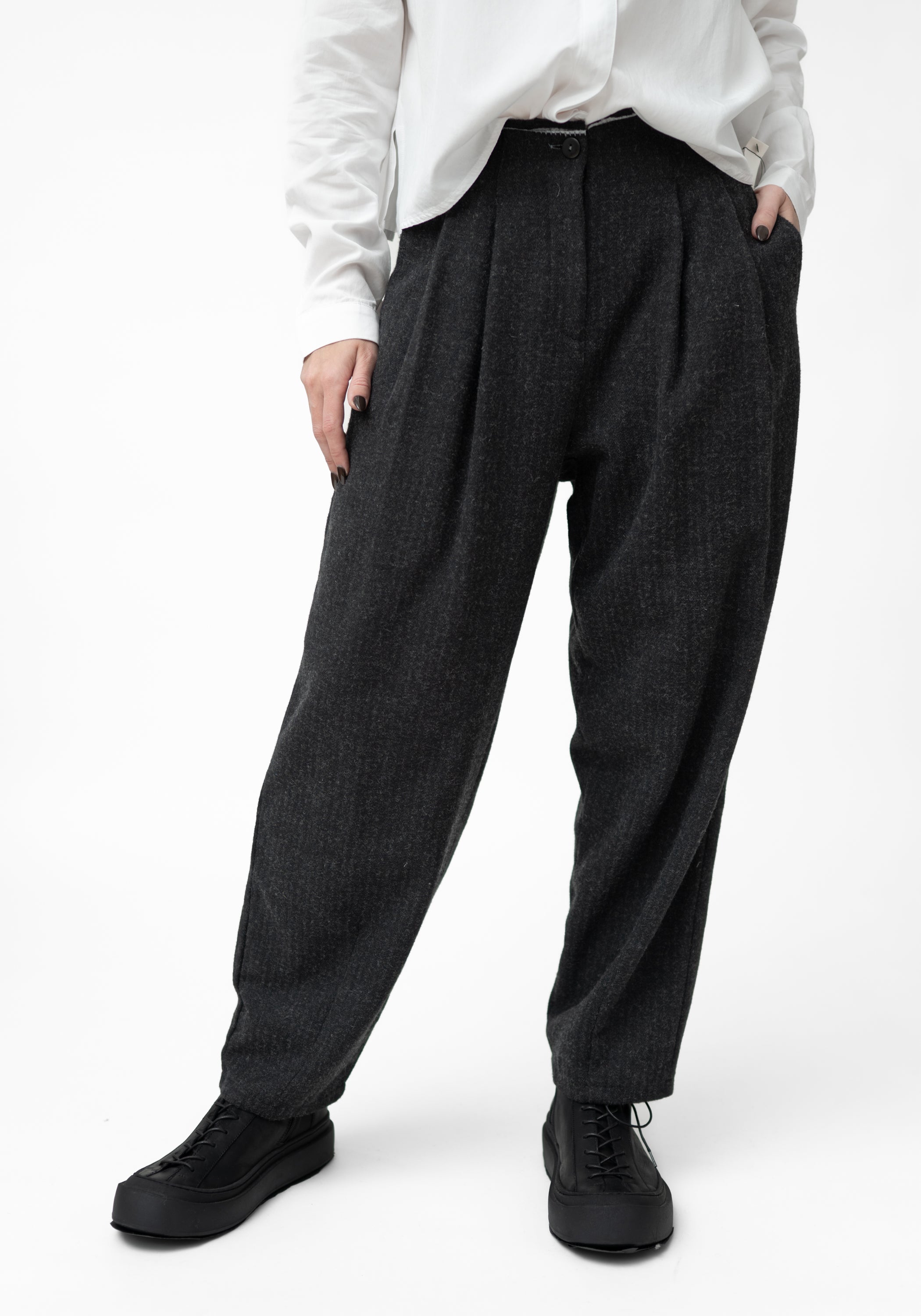 Cropped Tapered Leg Wool Blend Pants - December Thieves