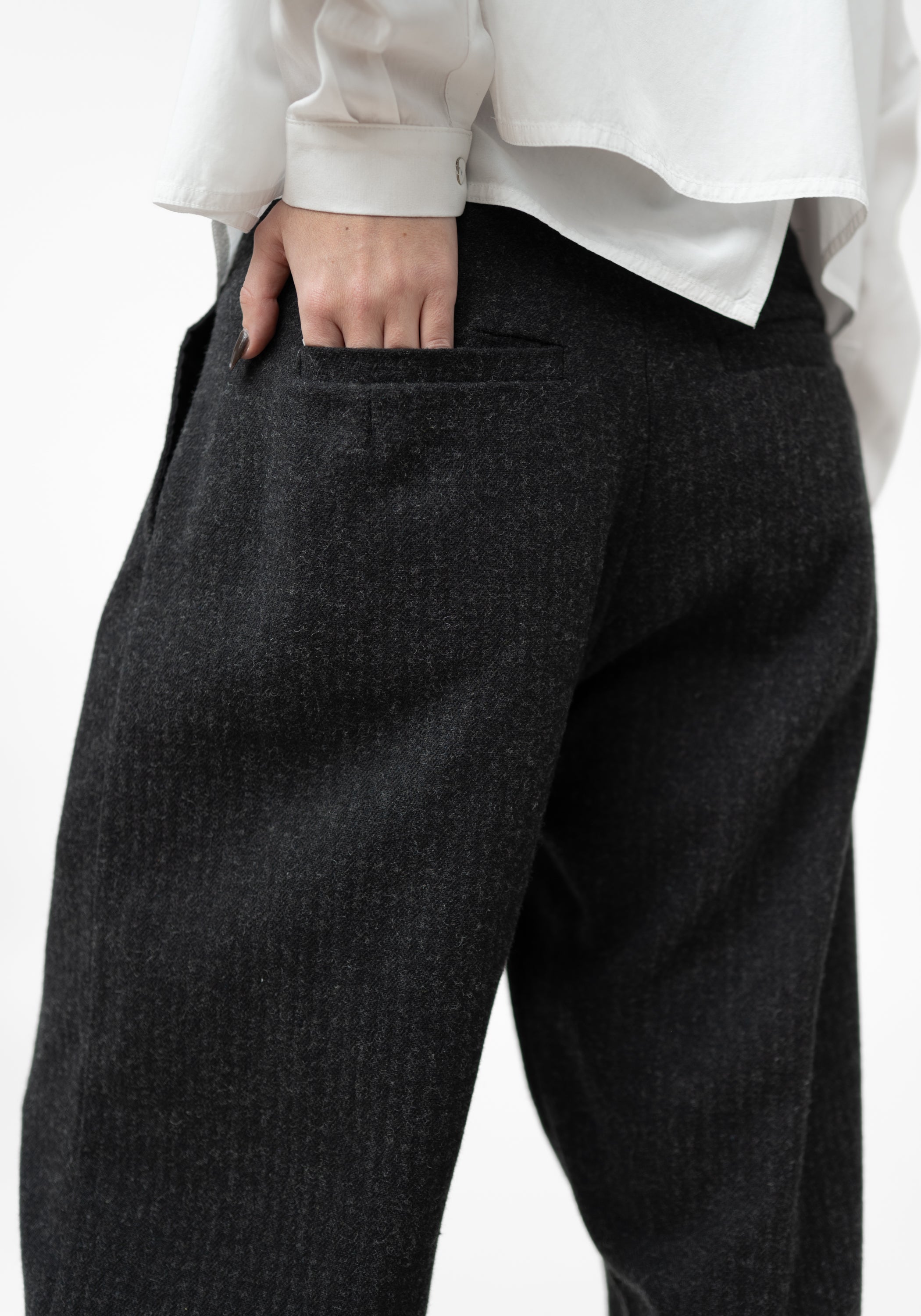 Cropped Tapered Leg Wool Blend Pants - December Thieves