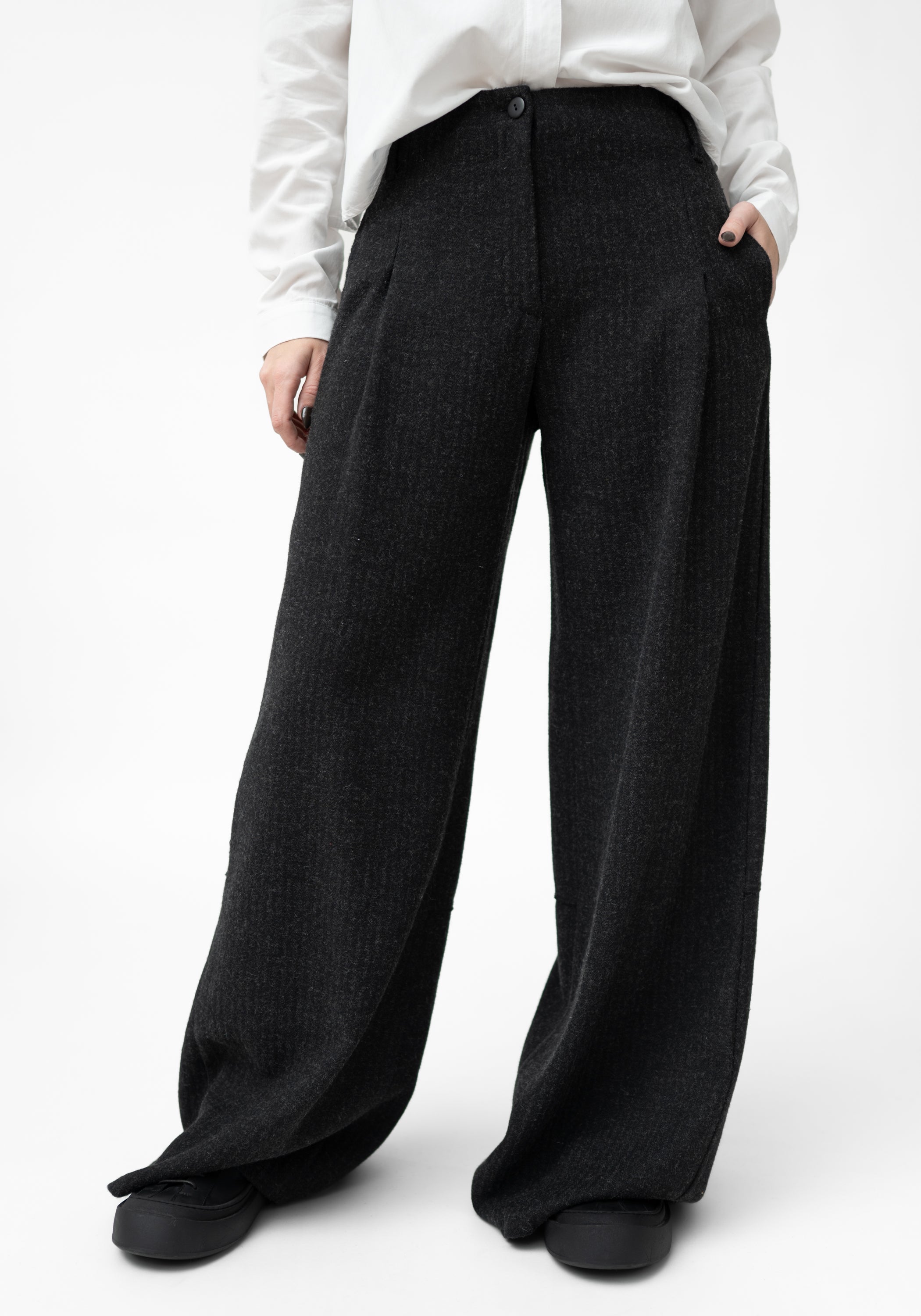 High Waisted Wool Blend Wide Leg Pants - December Thieves