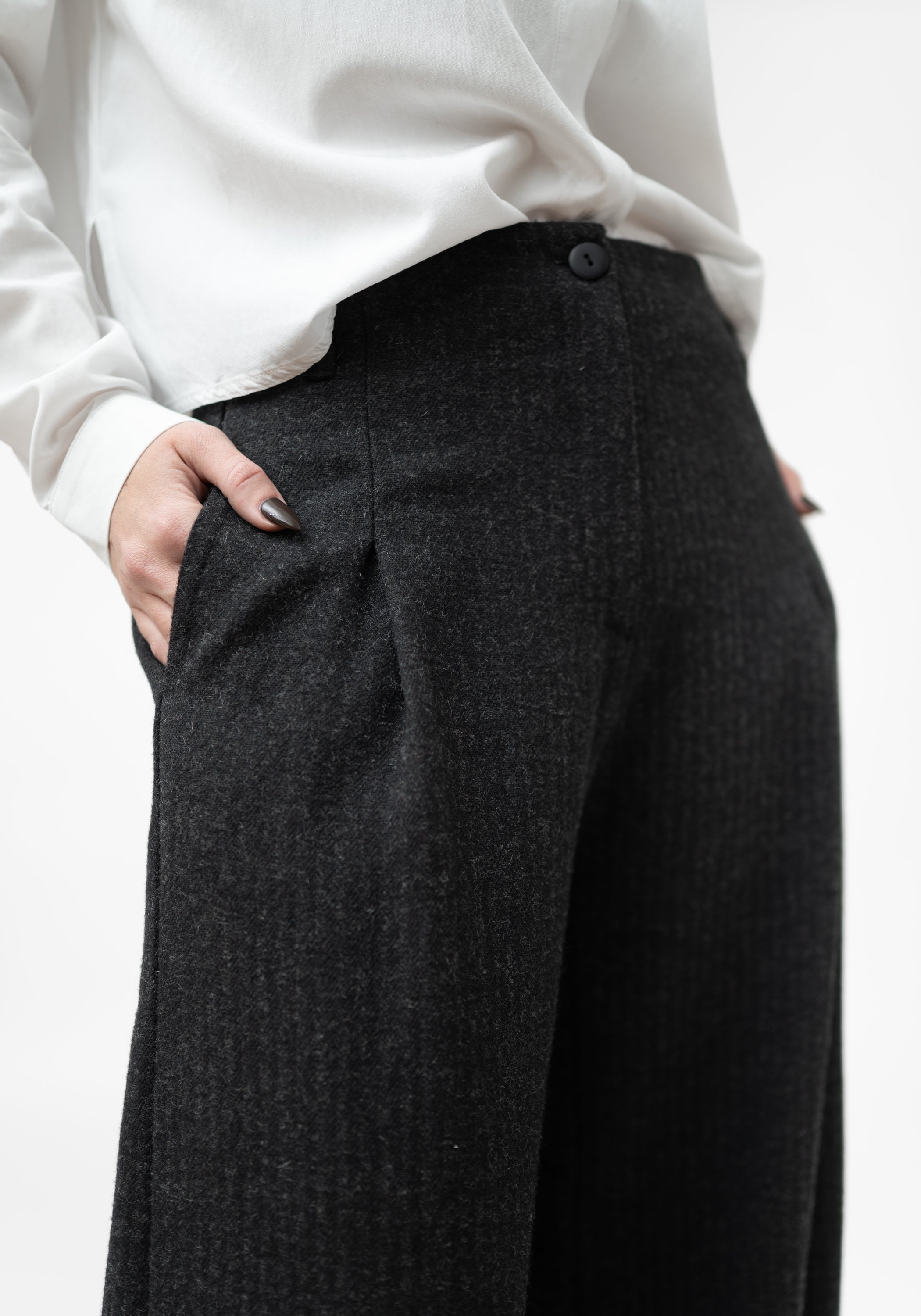 High Waisted Wool Blend Wide Leg Pants - December Thieves