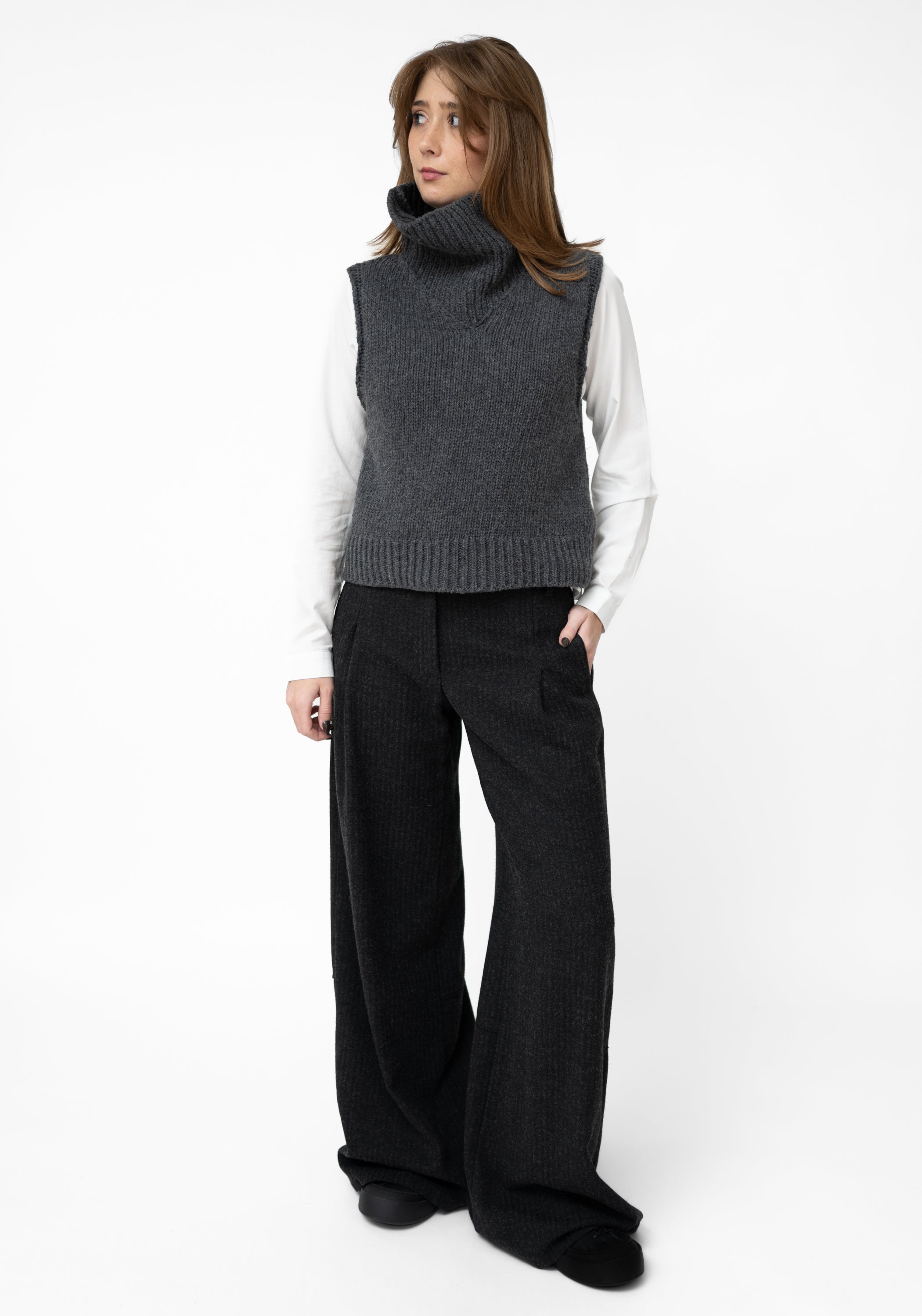 High Waisted Wool Blend Wide Leg Pants - December Thieves