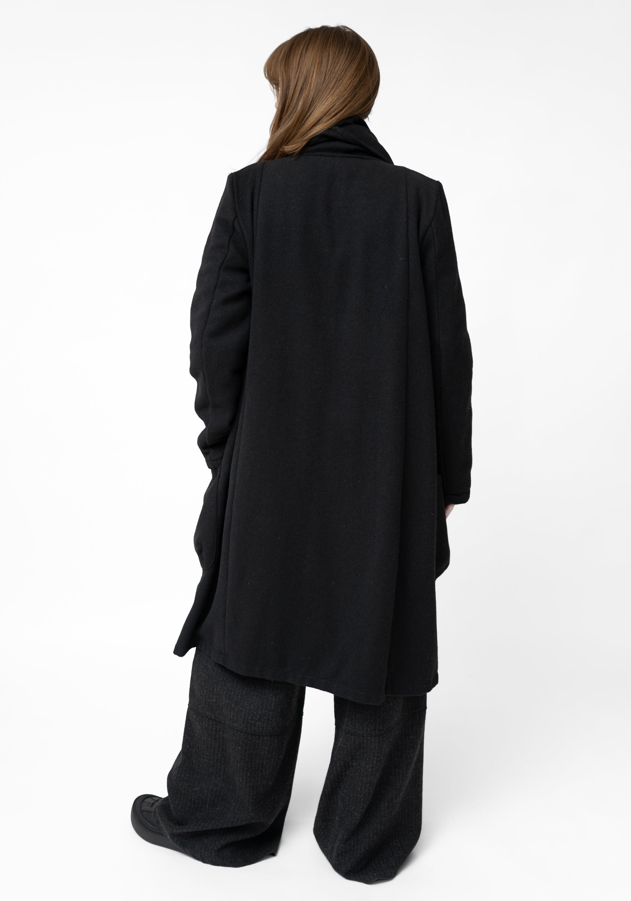 Draped Neck Wool Blend Coat - December Thieves