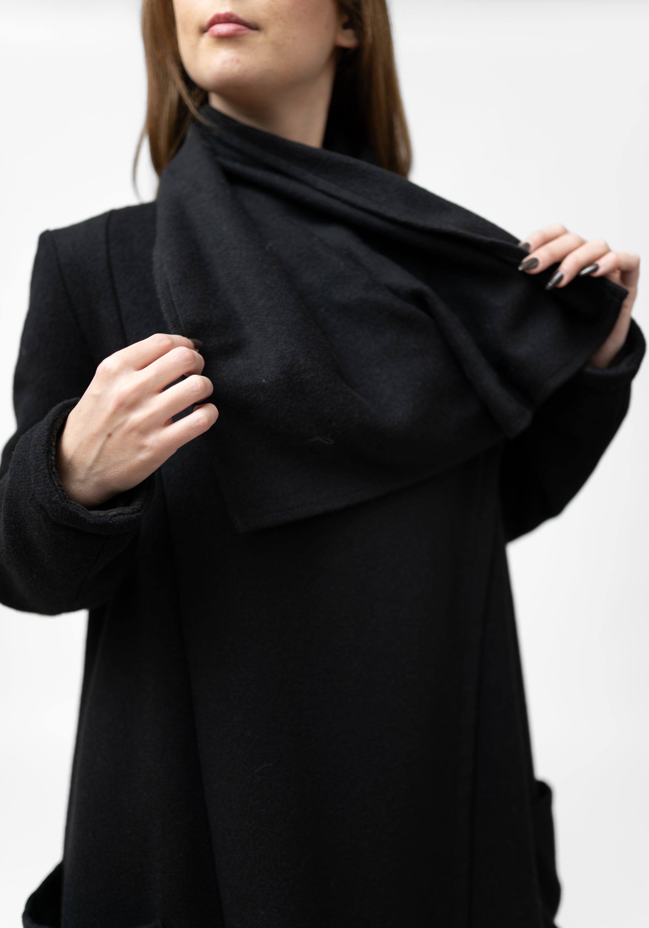Draped Neck Wool Blend Coat - December Thieves