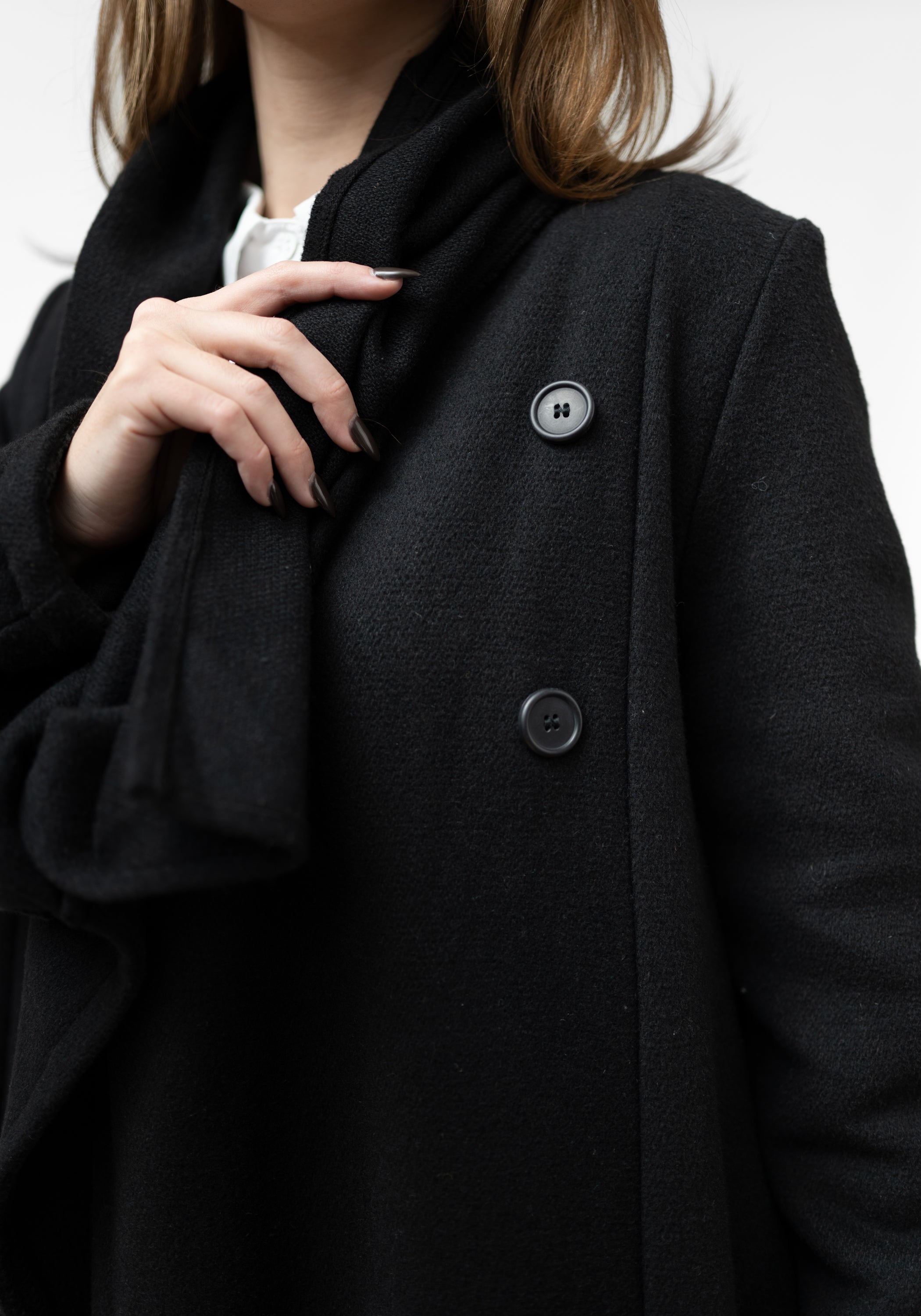 Draped Neck Wool Blend Coat - December Thieves