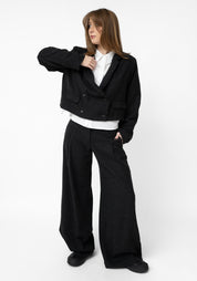 Cropped Wool Blend Blazer