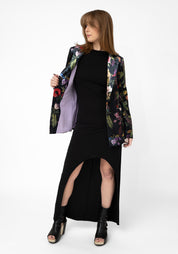 Red Flowers Velvet Blazer