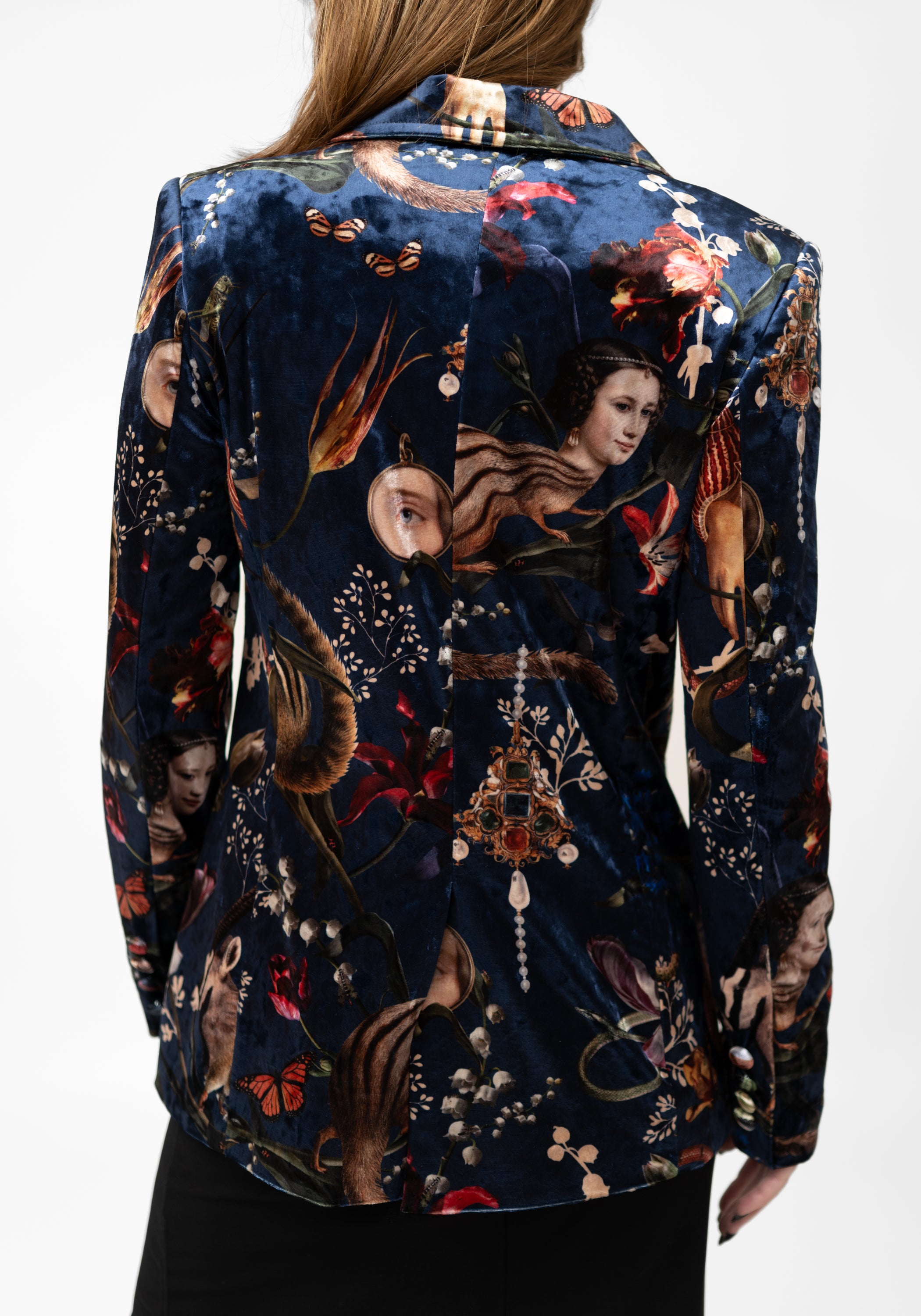 Navy Bulba Velvet Blazer