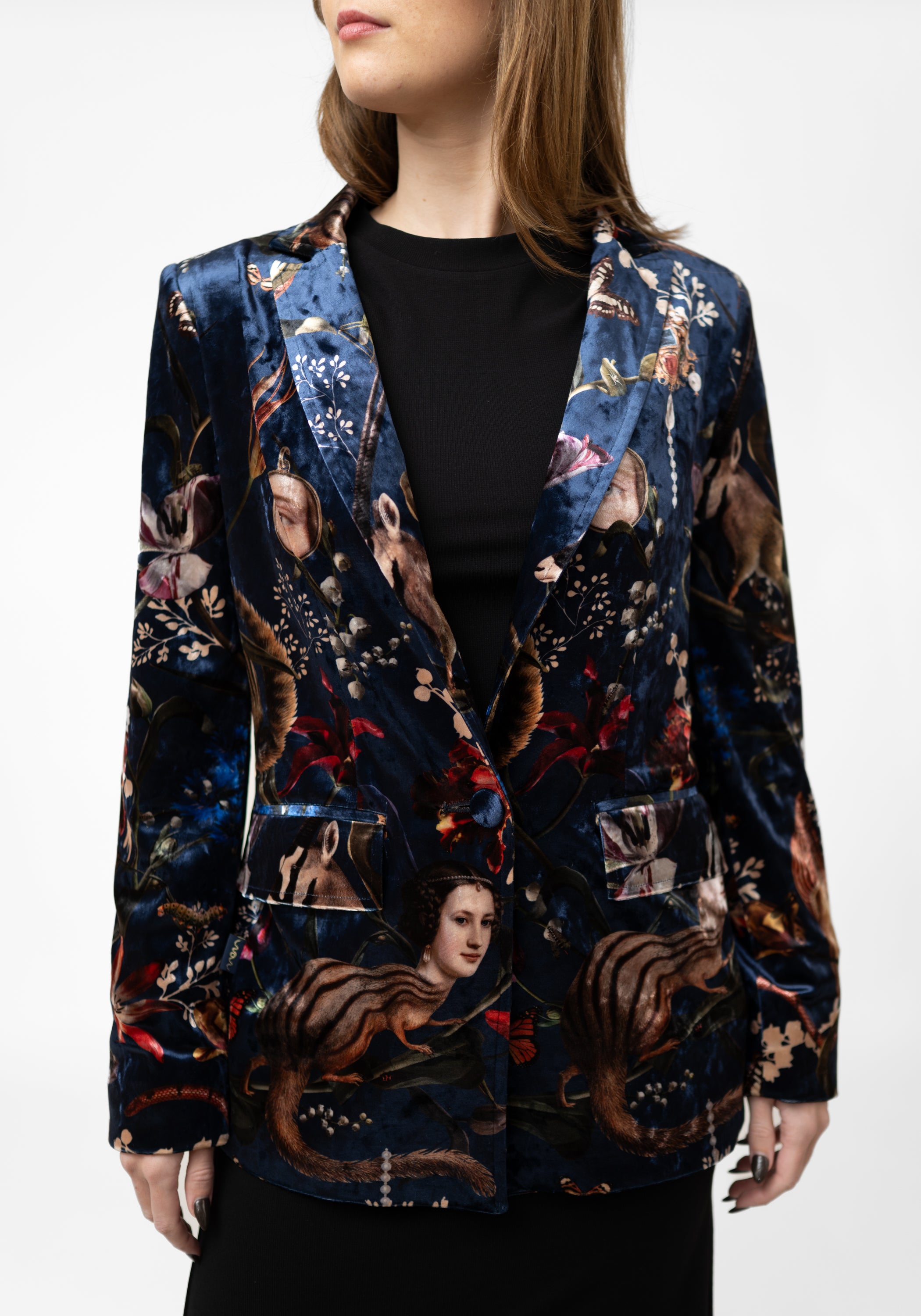 Navy Bulba Velvet Blazer