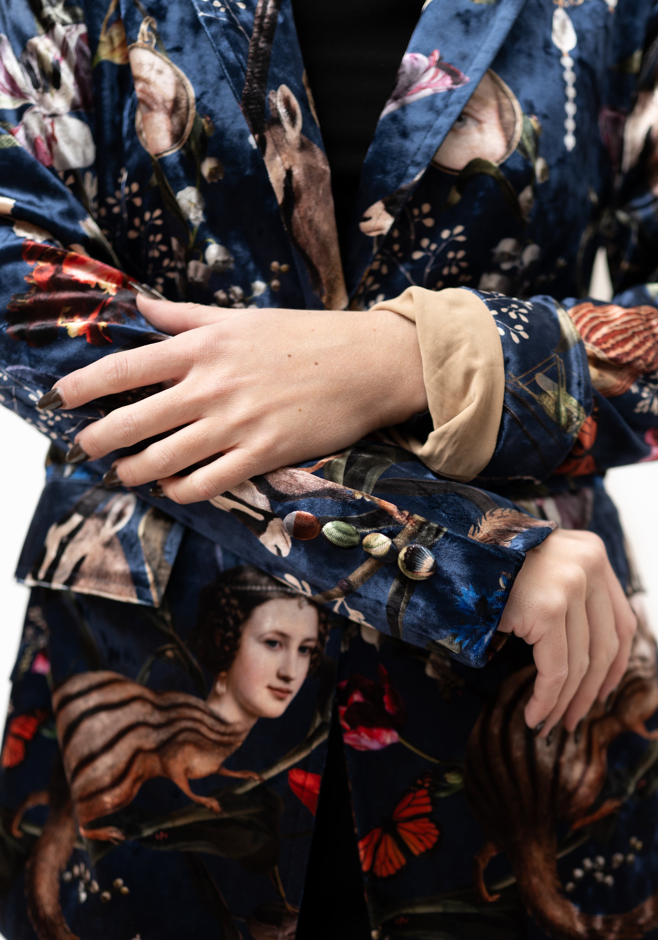 Navy Bulba Velvet Blazer