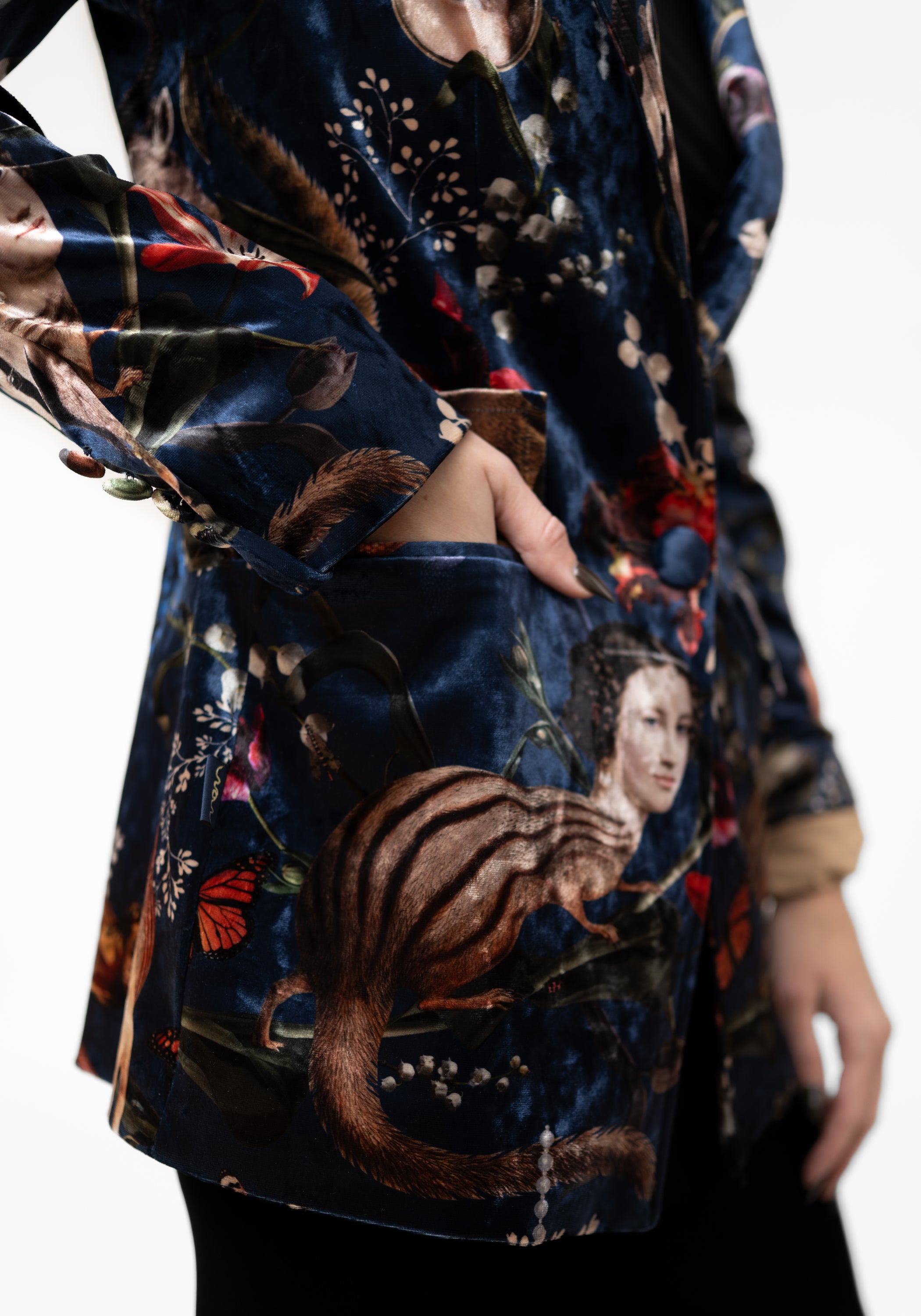 Navy Bulba Velvet Blazer