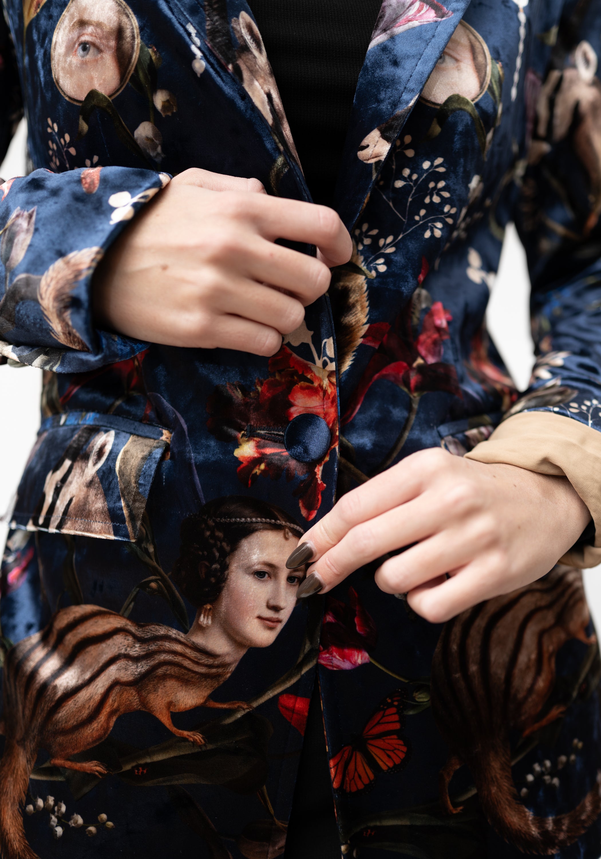 Navy Bulba Velvet Blazer