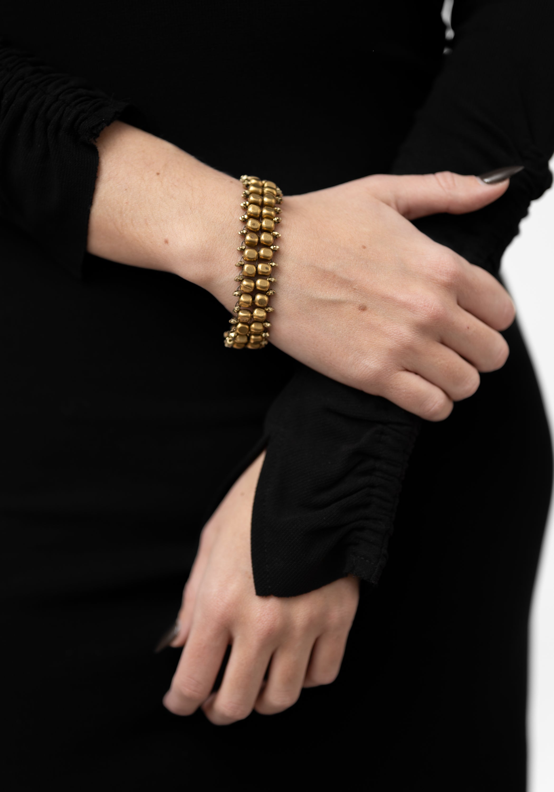 Brass Cube Beaded Bracelet - December Thieves