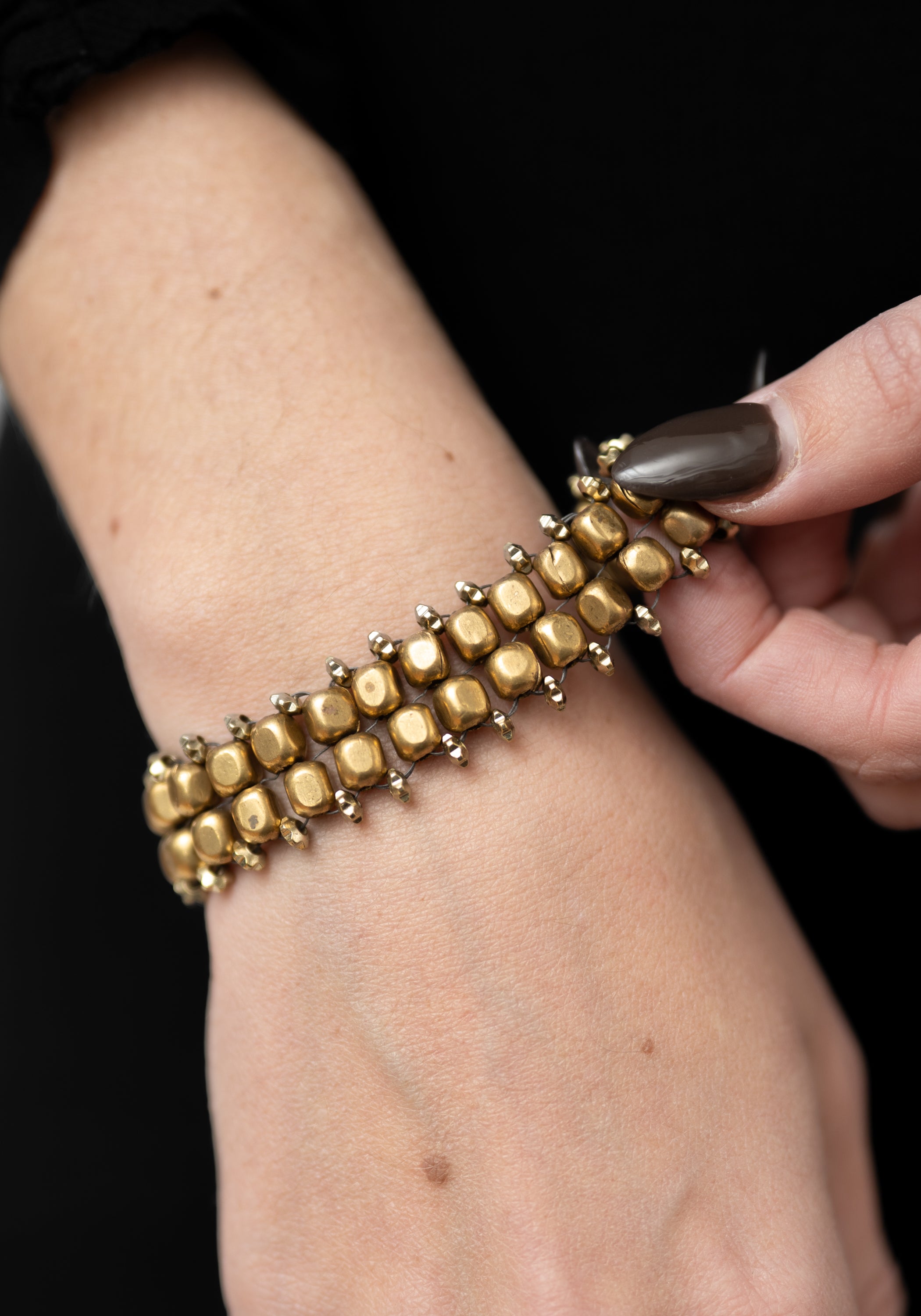Brass Cube Beaded Bracelet - December Thieves