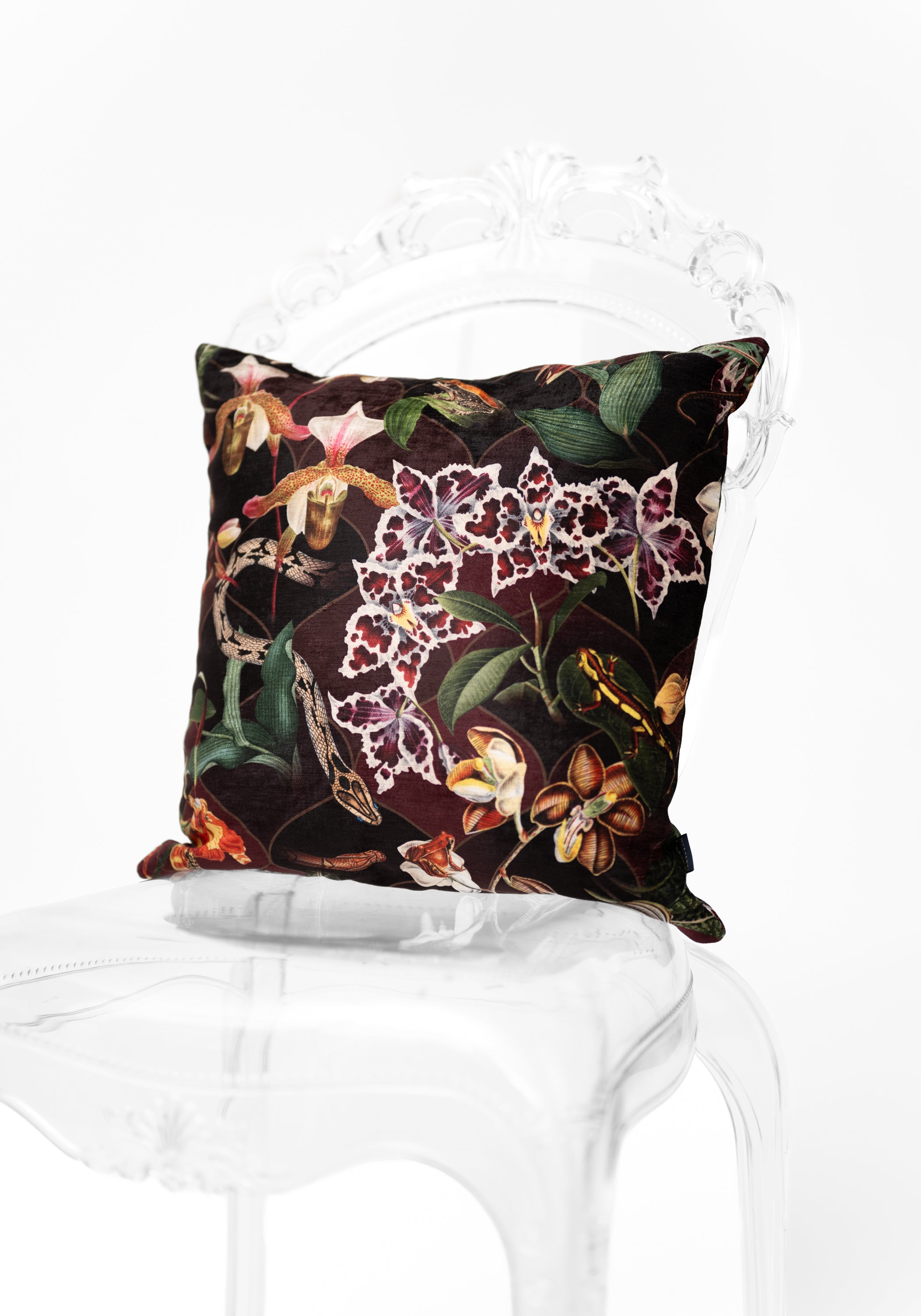Tiger Orchid Velvet Pillow