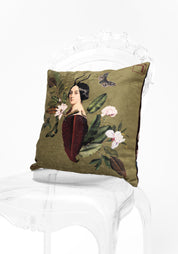 Green Regina Bestiario Velvet Pillow