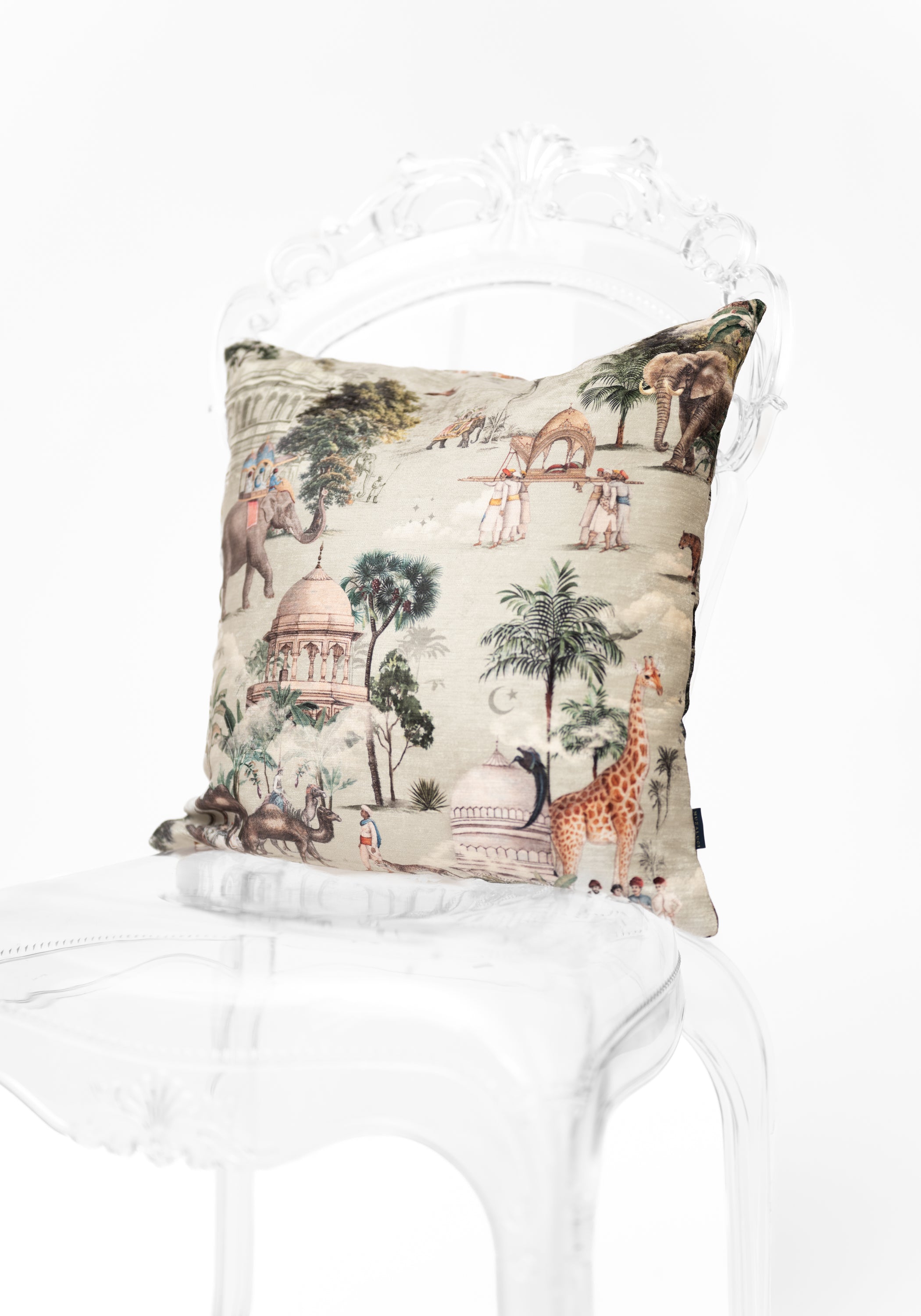 India Animals Velvet Pillow
