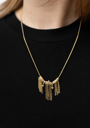 Brass Phoenix Triple Fringe Necklace