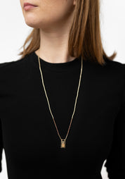 Brass Phoenix Bead Filled Frame Necklace