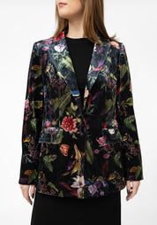 Red Flowers Velvet Blazer