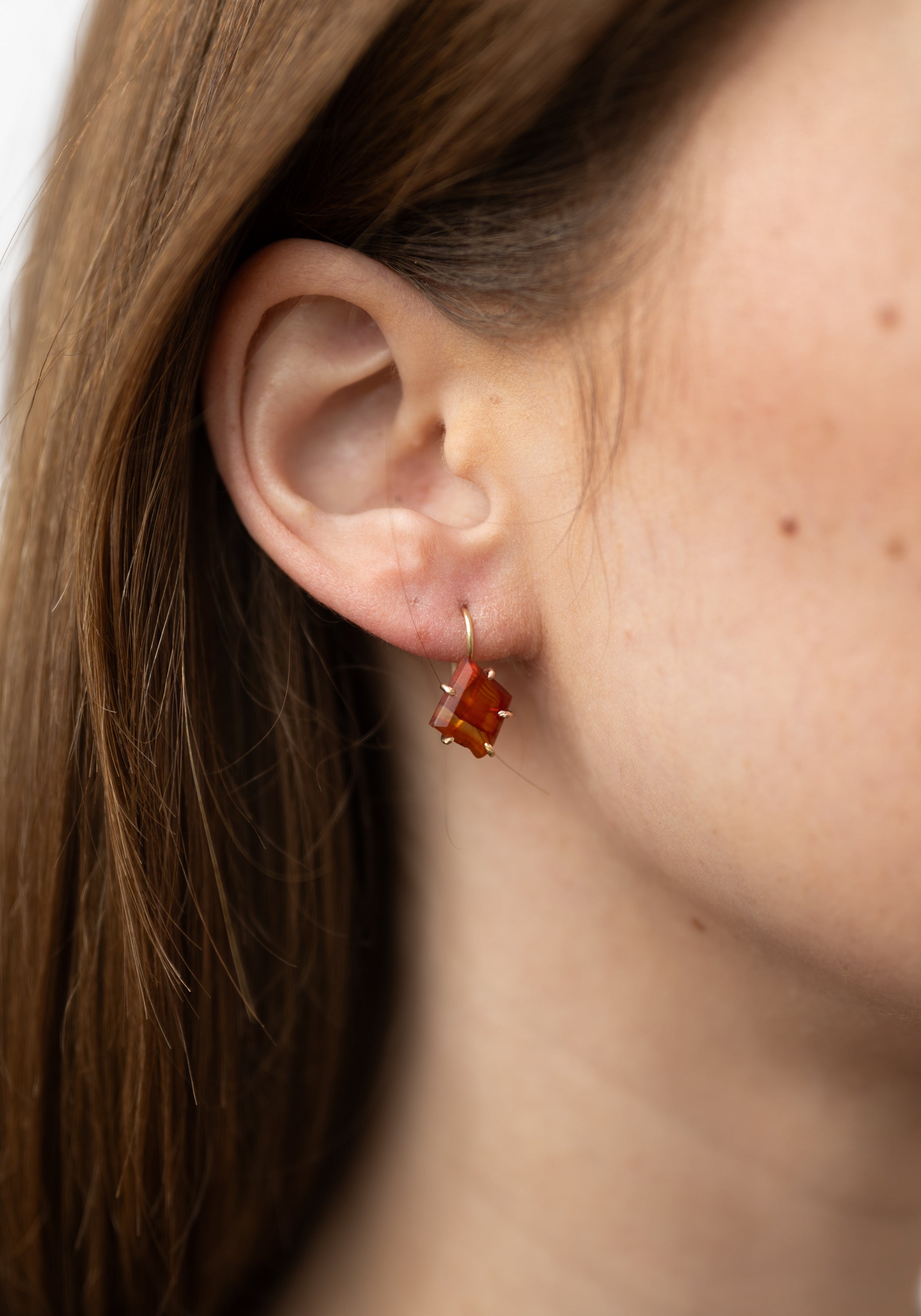 14k-18k Gold Carnelian Hook Earrings