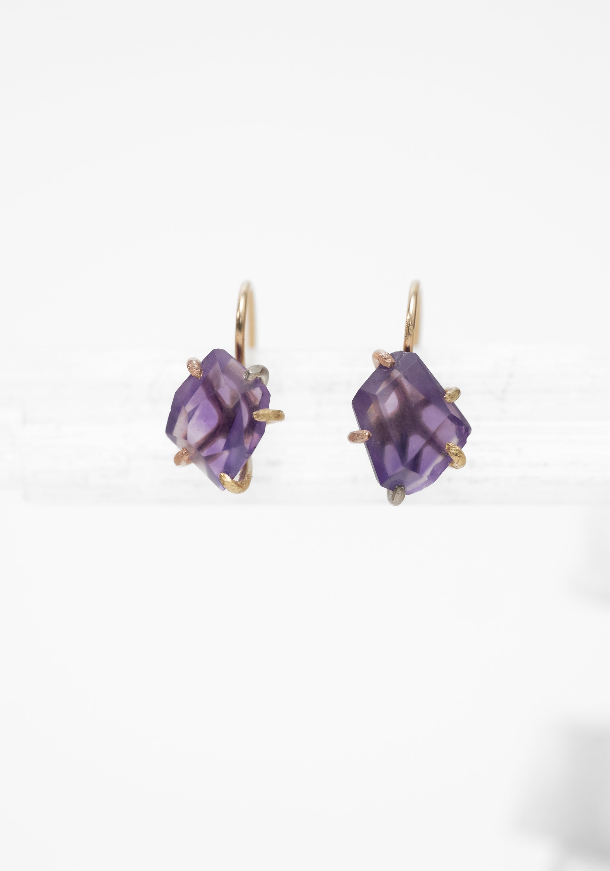 14k-18k Gold Amethyst Hook Earrings