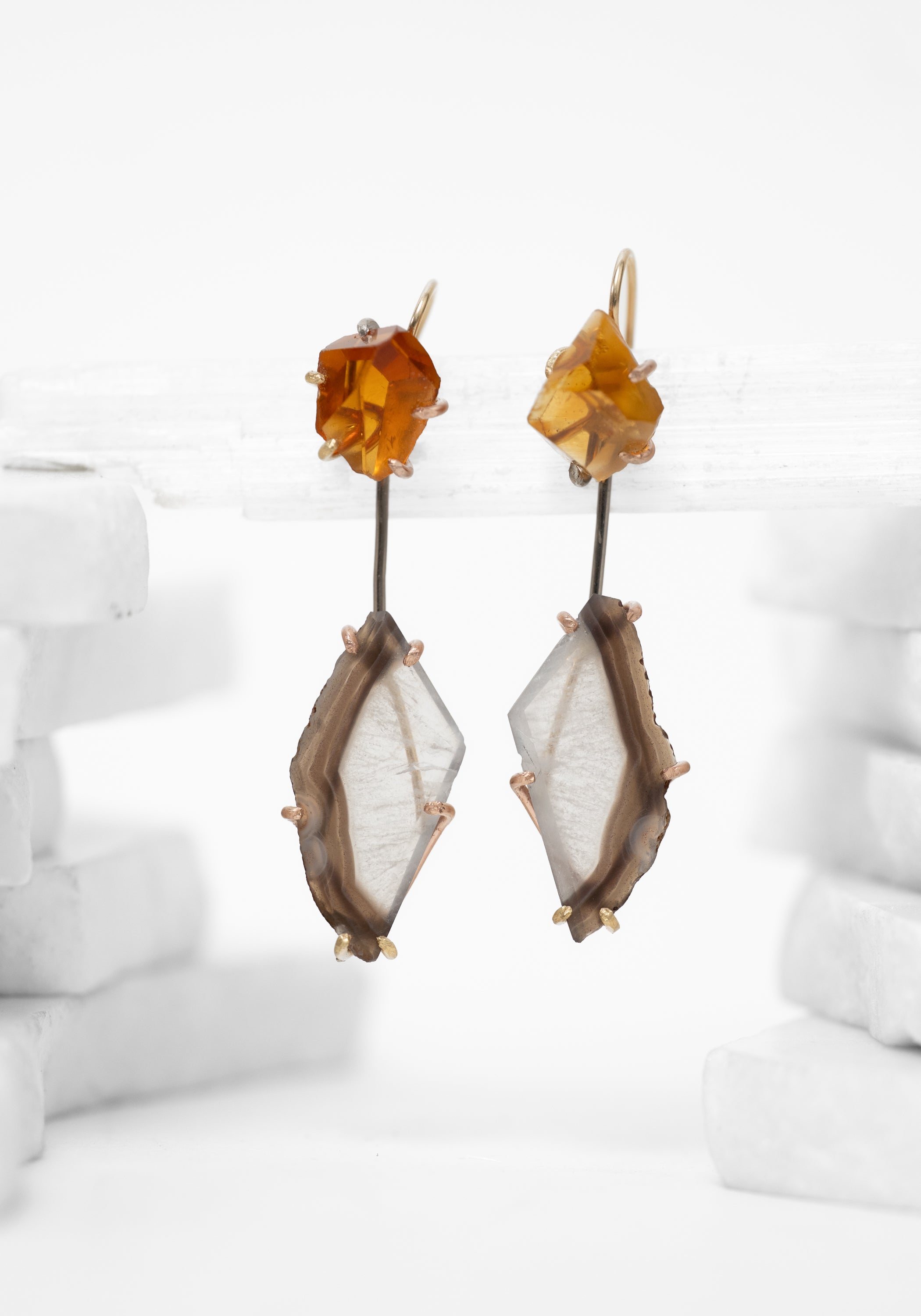 14k-18k Gold Banded Agate Drops