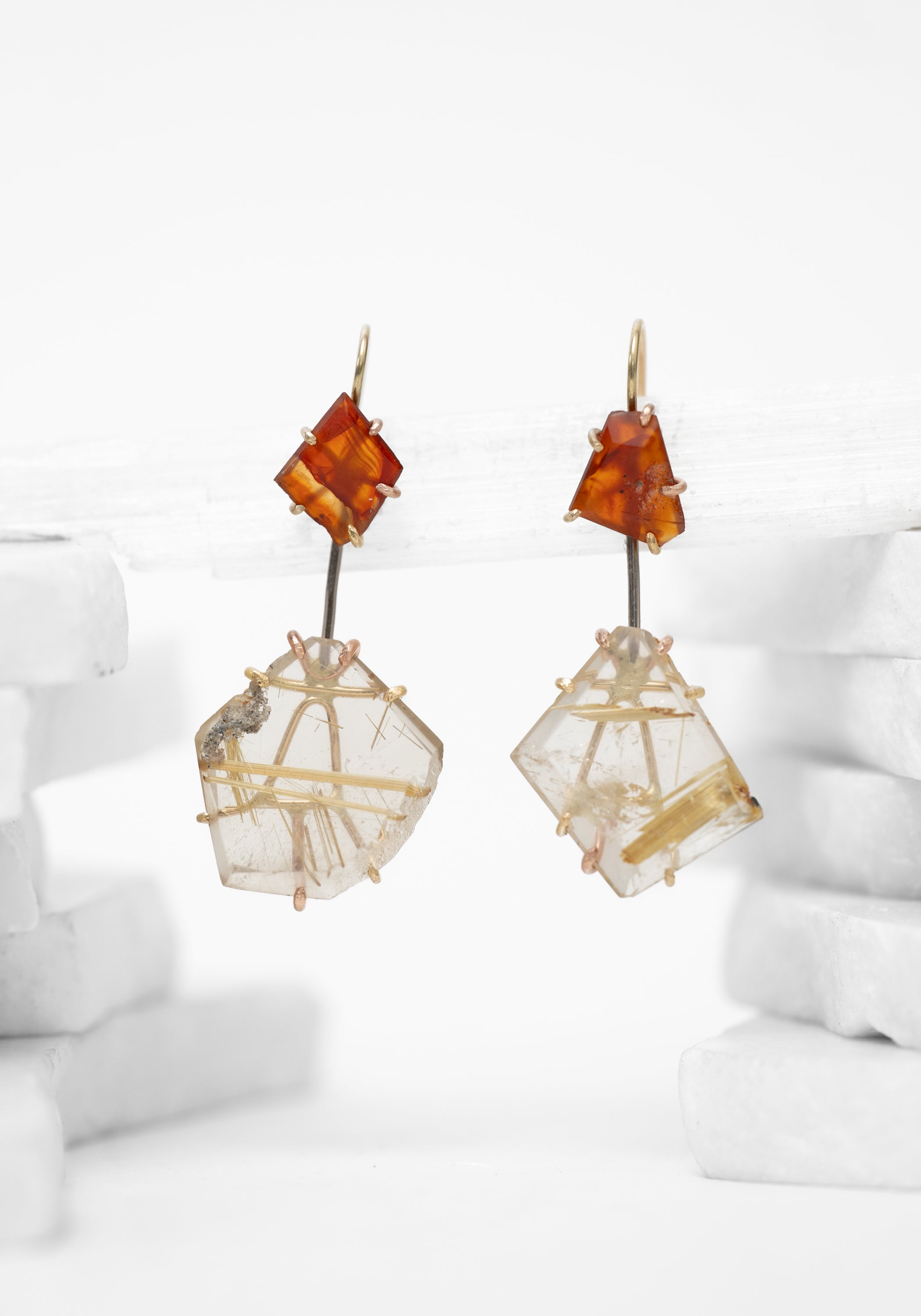 14k-18k Gold Carnelian Hook Earrings