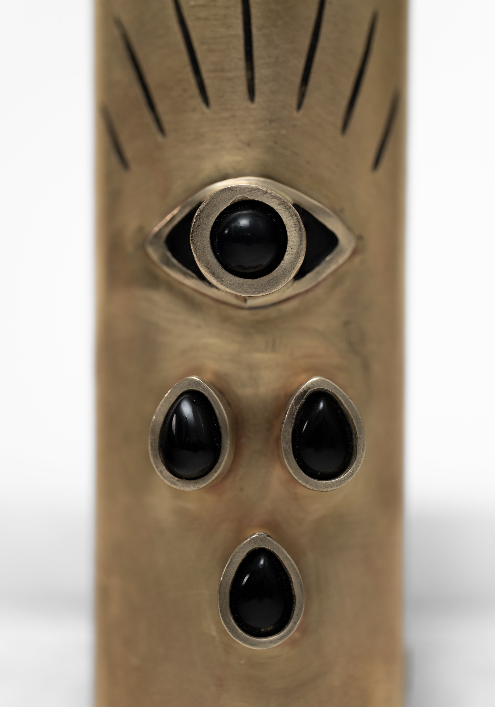 Brass and Black Onyx Moody Eye Lighter Case