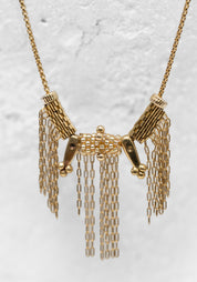 Brass Phoenix Triple Fringe Necklace