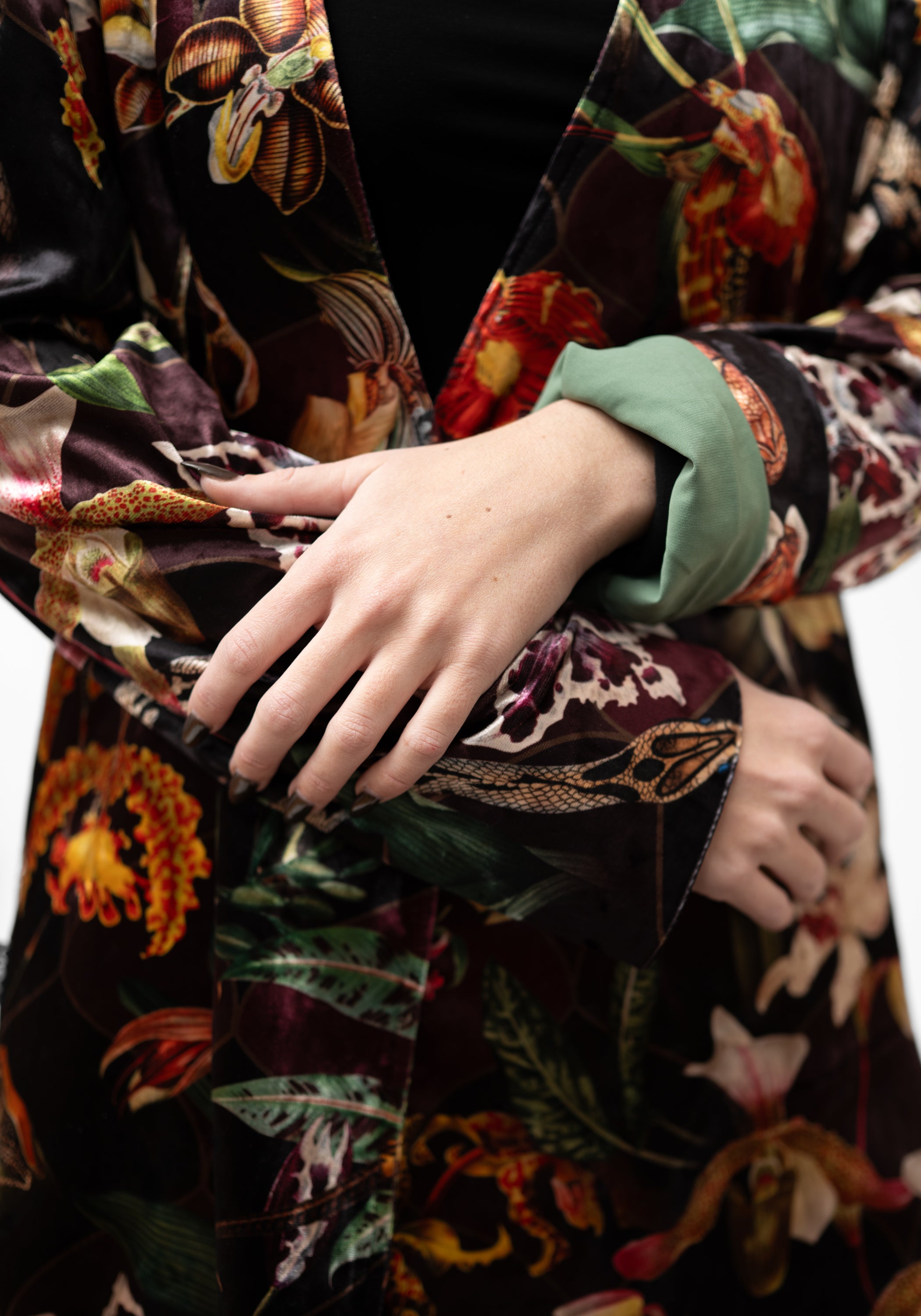 Tiger Orchid Velvet Kimono