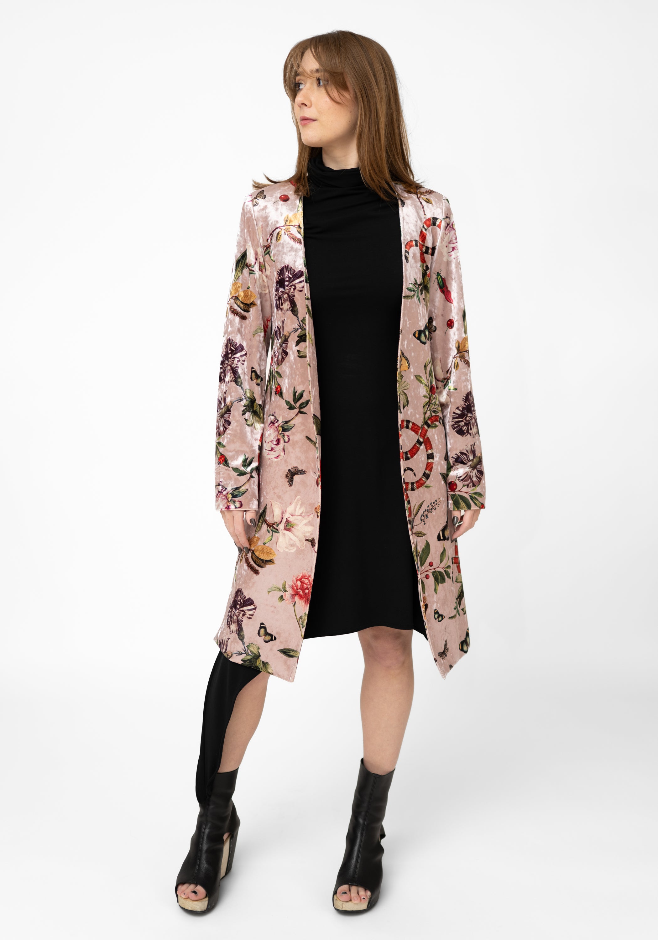 Pink Serpent Velvet Kimono