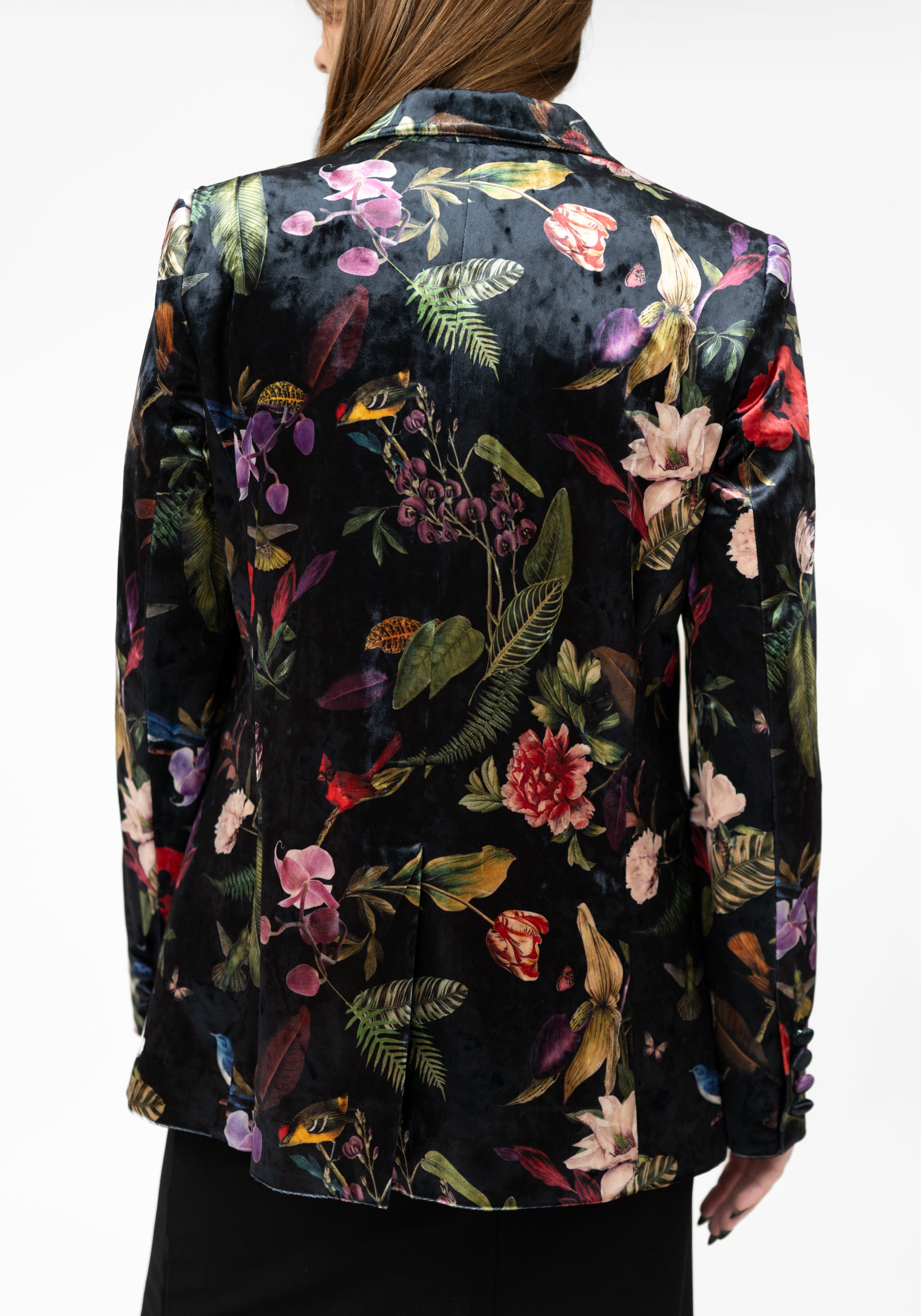 Red Flowers Velvet Blazer