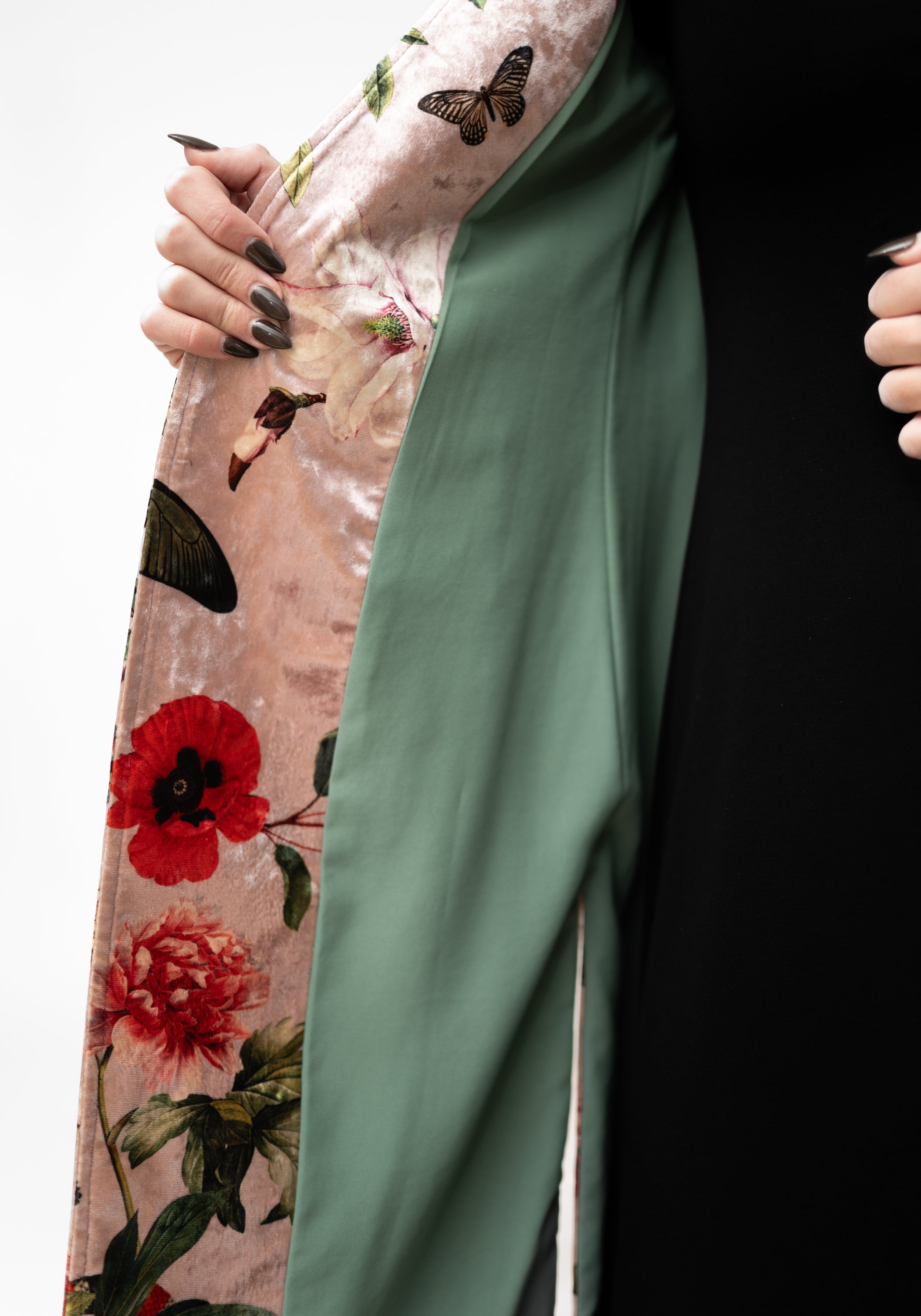 Pink Serpent Velvet Kimono