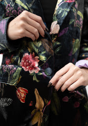 Red Flowers Velvet Blazer