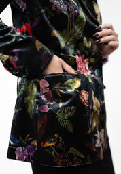 Red Flowers Velvet Blazer