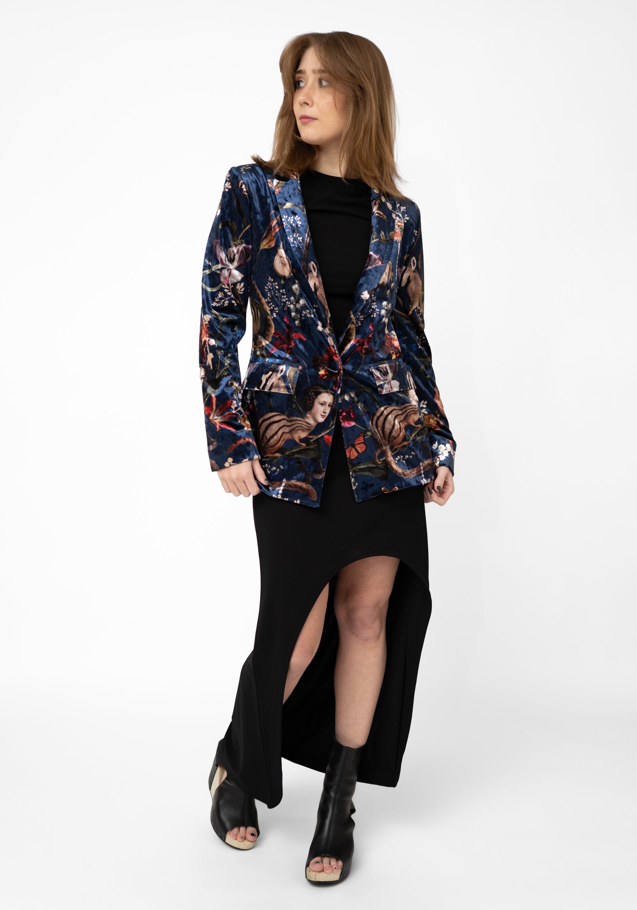 Navy Bulba Velvet Blazer