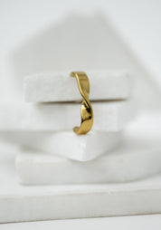 Ribbon Gold Plated Stainless Steel Single Earring