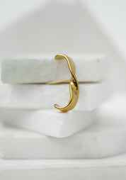 Ribbon Gold Plated Stainless Steel Single Earring