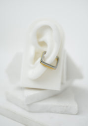 Ashley Squared Bicolored Gold Plated and Stainless Steel Ear Cuff
