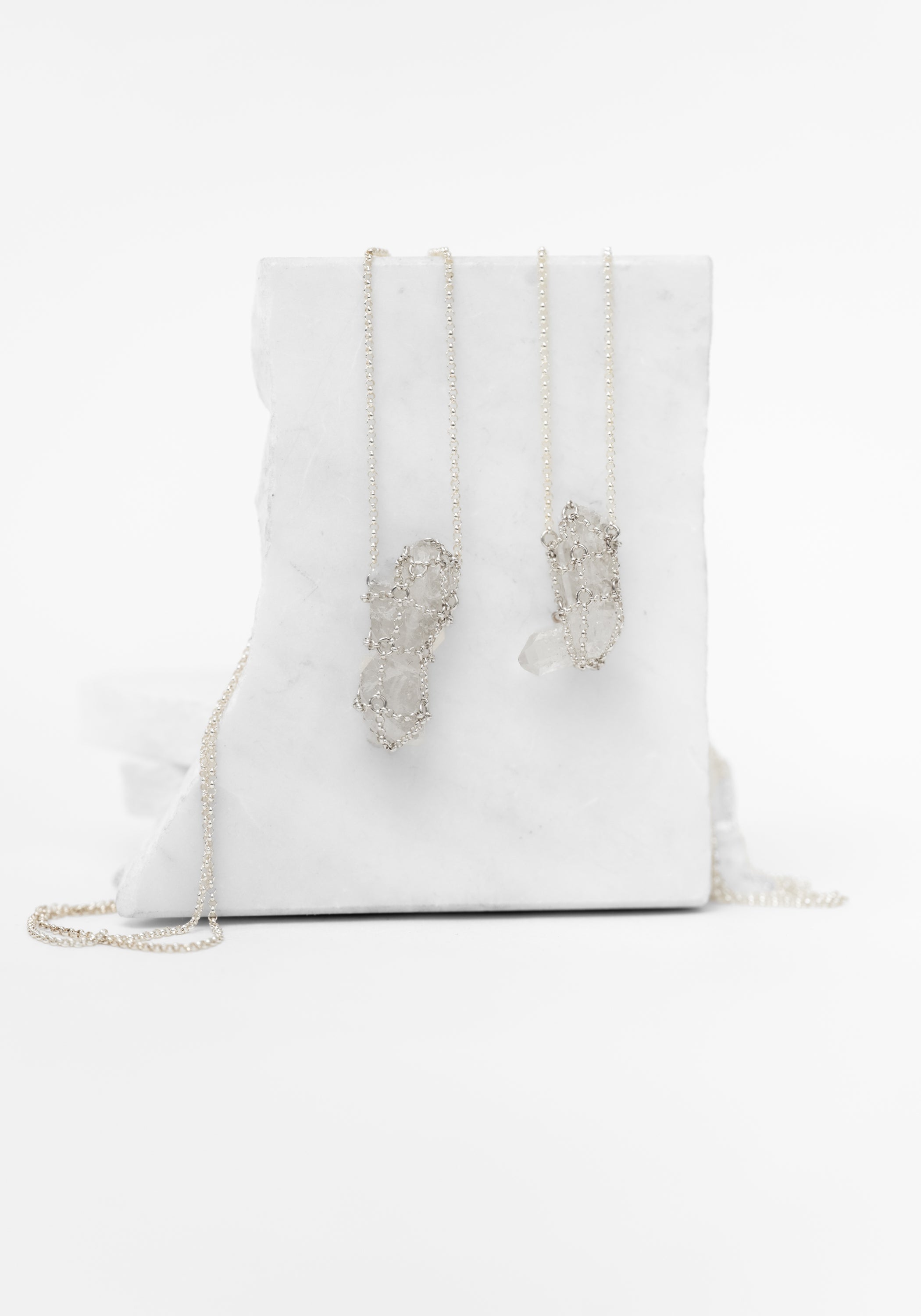 Vertical Caged Quartz Pendant Necklace - December Thieves