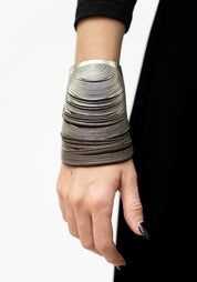 Silver Leather Whorl Mirage Bracelet