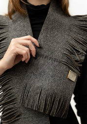 Charcoal Felt Fringe Scarf