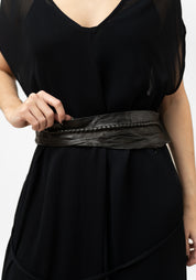 Leather and Hidden Ball Chain Necklace