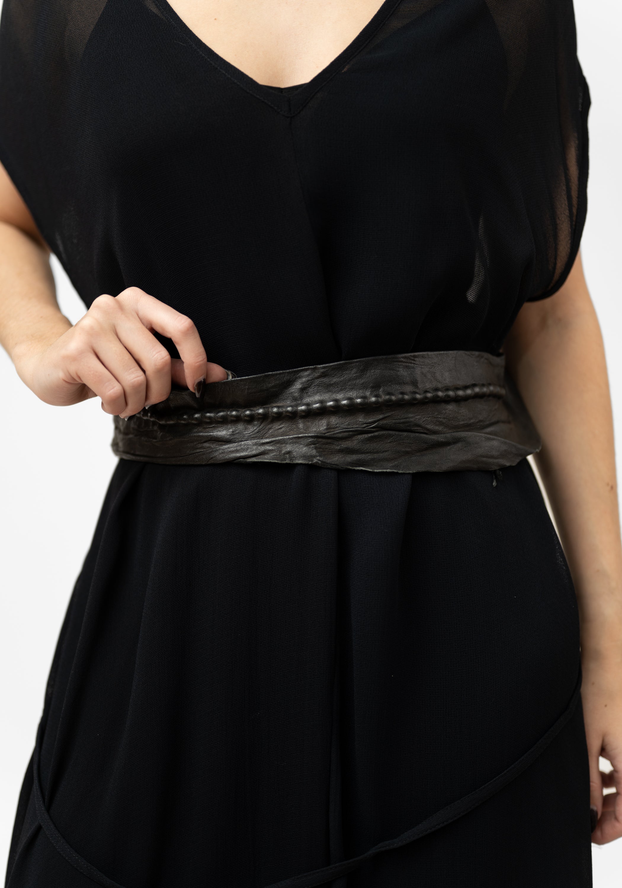 Leather and Hidden Ball Chain Necklace