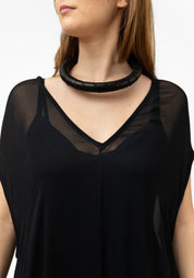 Leather Wrapped Ring Collar Necklace